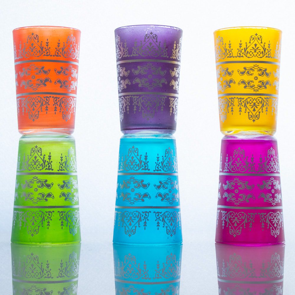 Set de 6 vasos marroquíes de colores