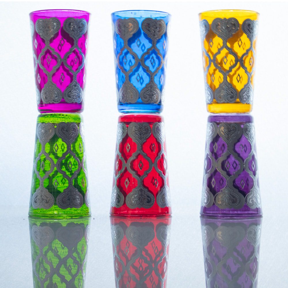 Set de 6 vasos marroquíes de colores