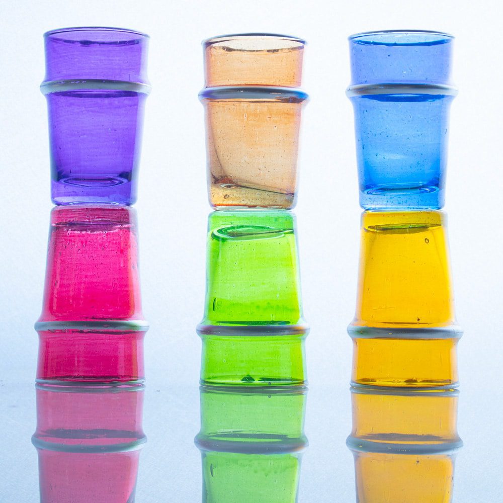Set de 6 vasos marroquíes de colores