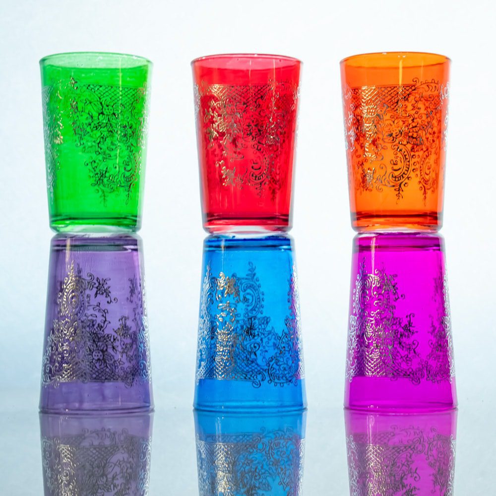 Set de 6 vasos marroquíes de colores