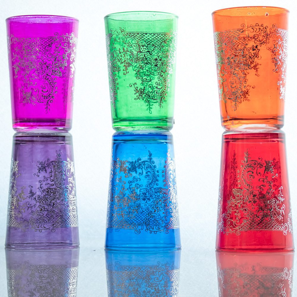 Set de 6 vasos marroquíes de colores