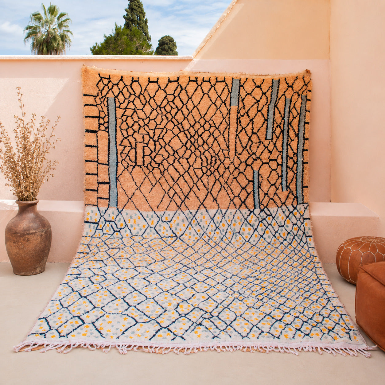 Alfombra Blanca y Marrón Mrirt MR01 - 250X395 cm