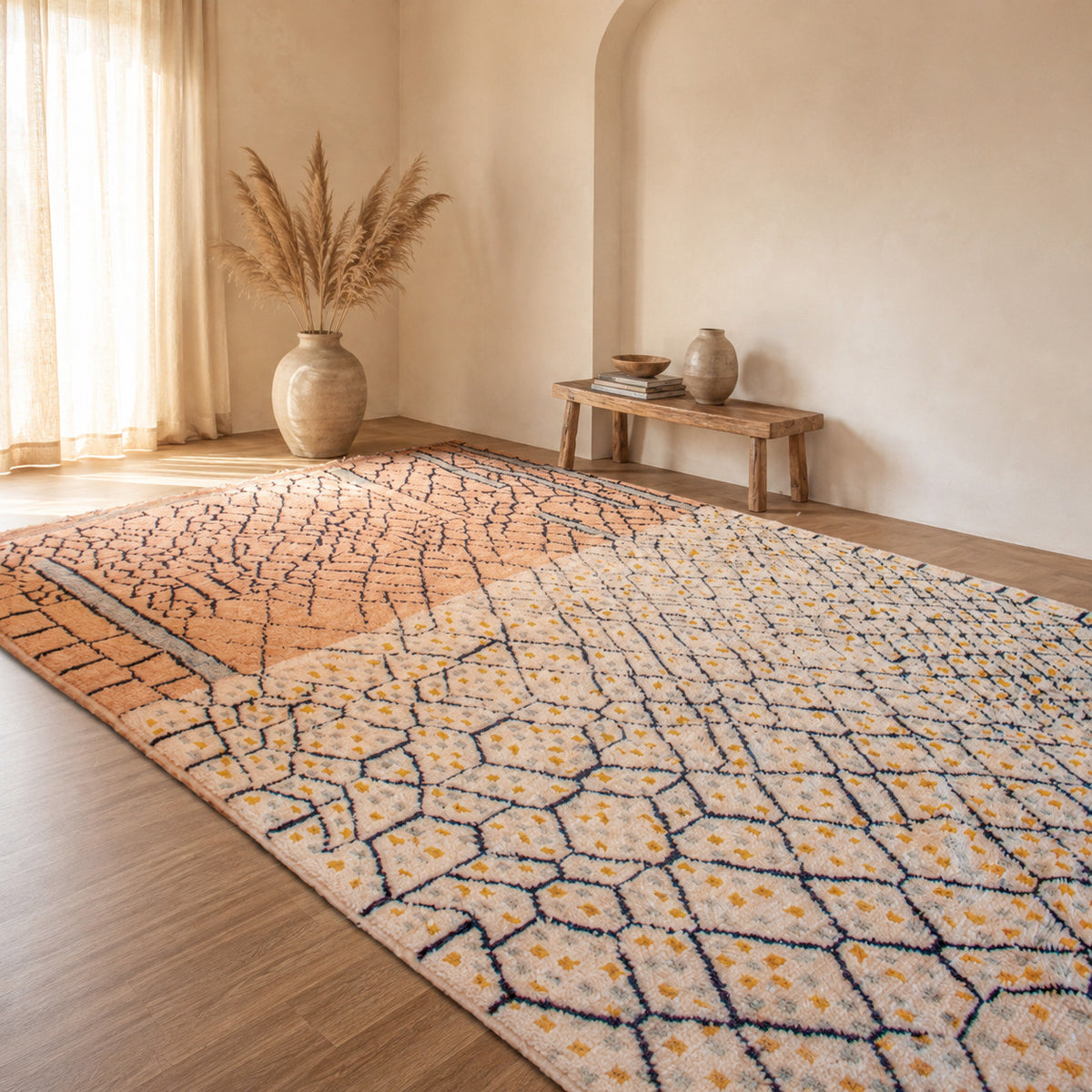Alfombra Blanca y Marrón Mrirt MR01 - 250X395 cm