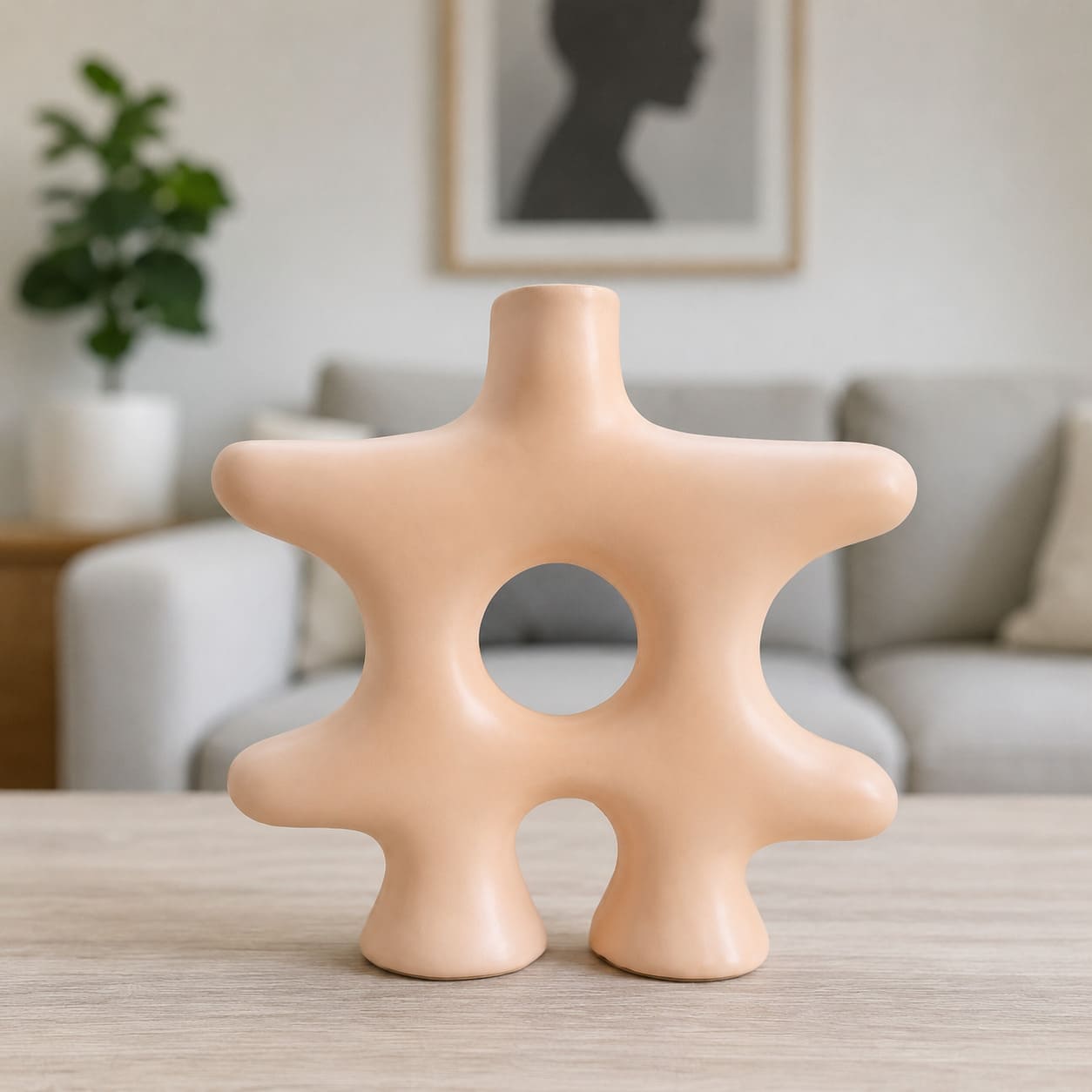Florero candelabro de ceramica esmaltada forma de estrella