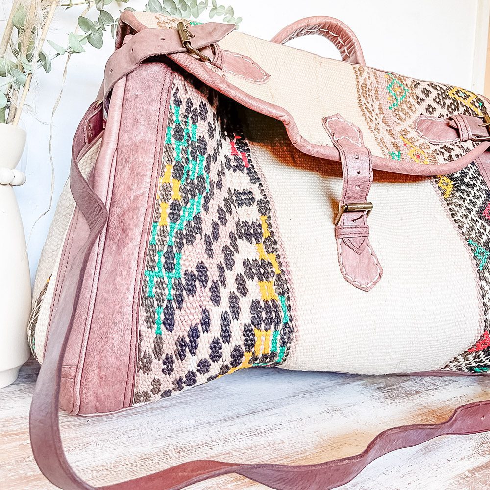 Bolso de viaje de cuero y Kilim Tichka 3
