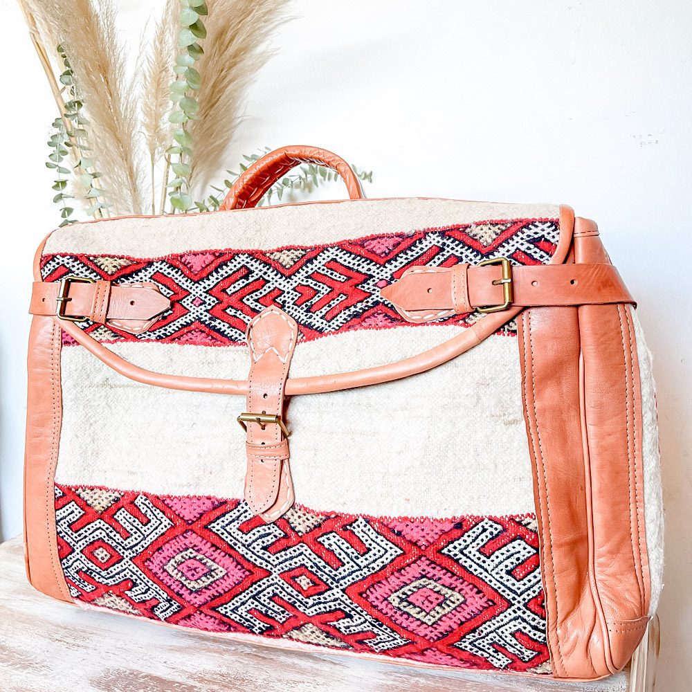 Bolso de viaje de cuero y Kilim Tichka 4