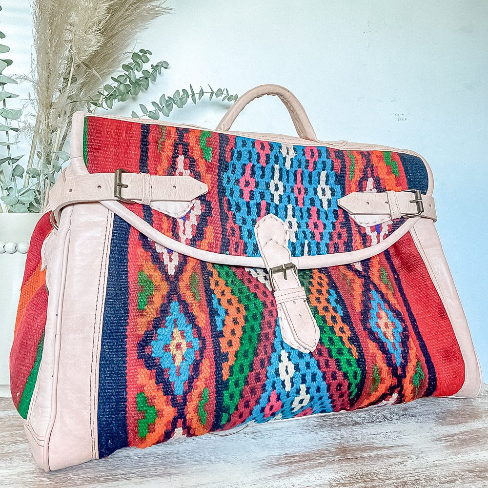 Bolso de viaje de cuero y Kilim Tichka 5