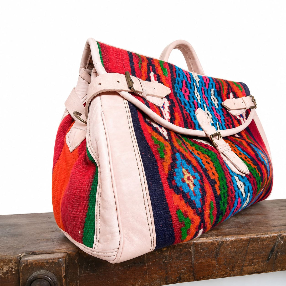 Bolso de viaje de cuero y Kilim Tichka 5