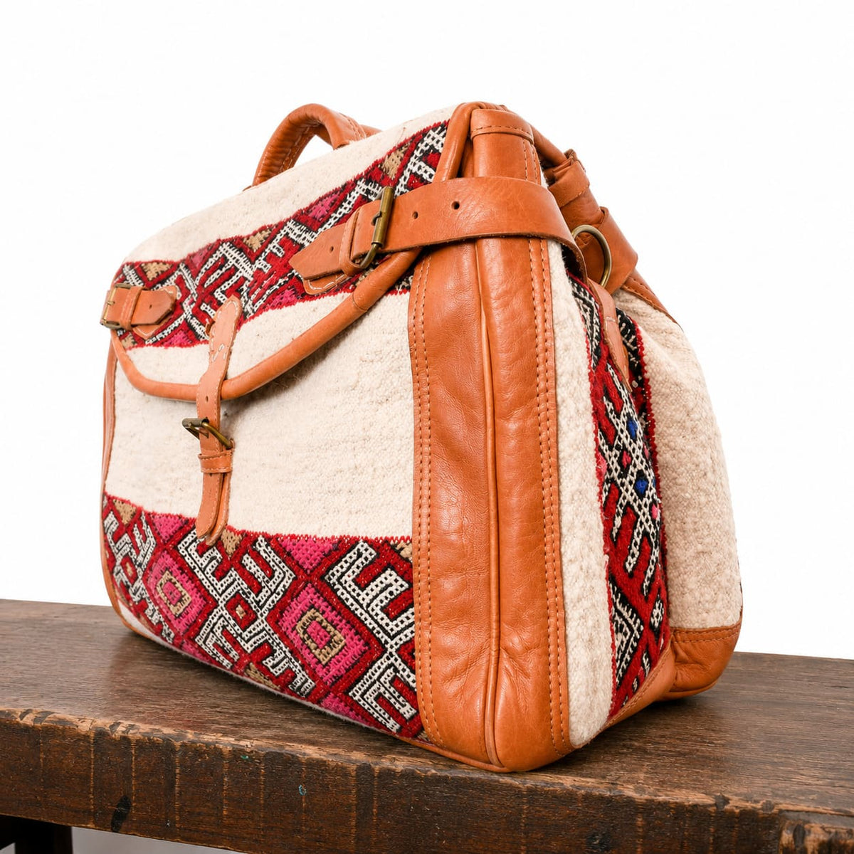 Bolso de viaje cuero y alfombra kilim marroqui Tichka 4
