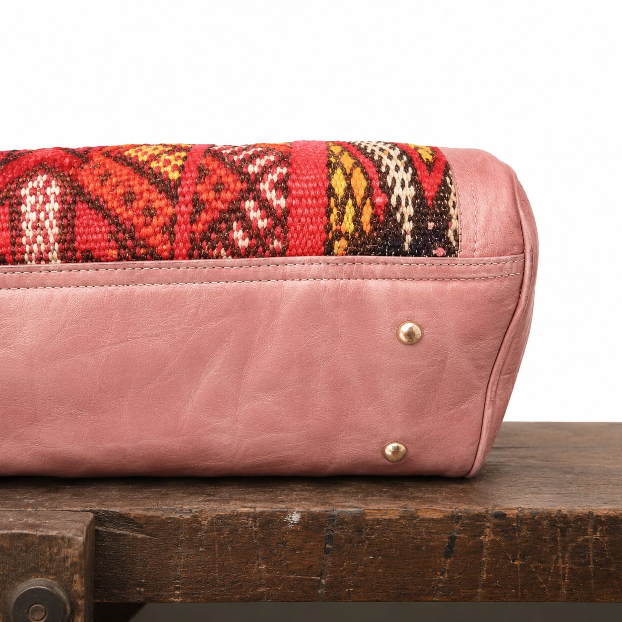 Bolso de viaje de cuero y alfombra kilim marroqui Tichka 1