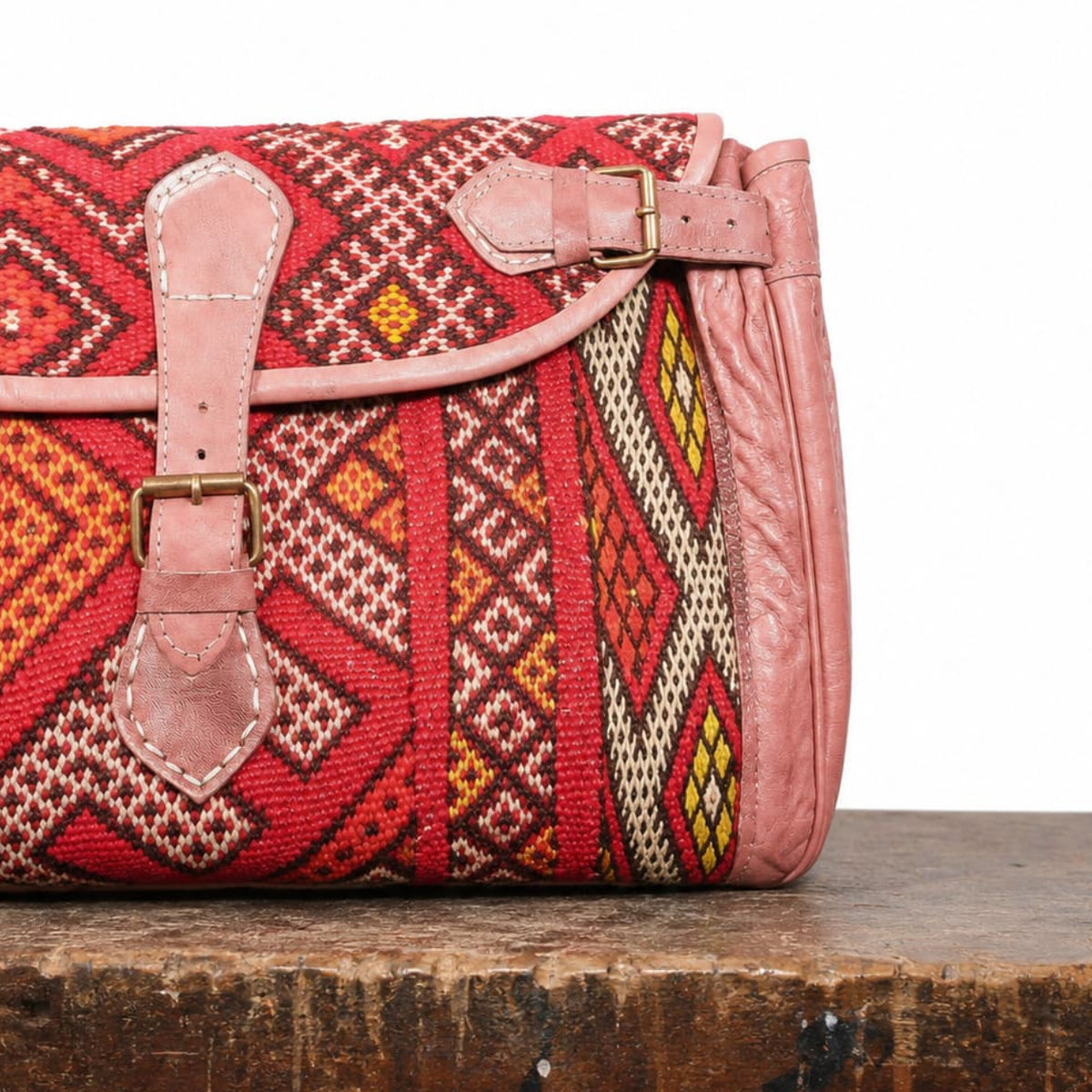 Bolso de viaje de cuero y alfombra kilim marroqui Tichka 1