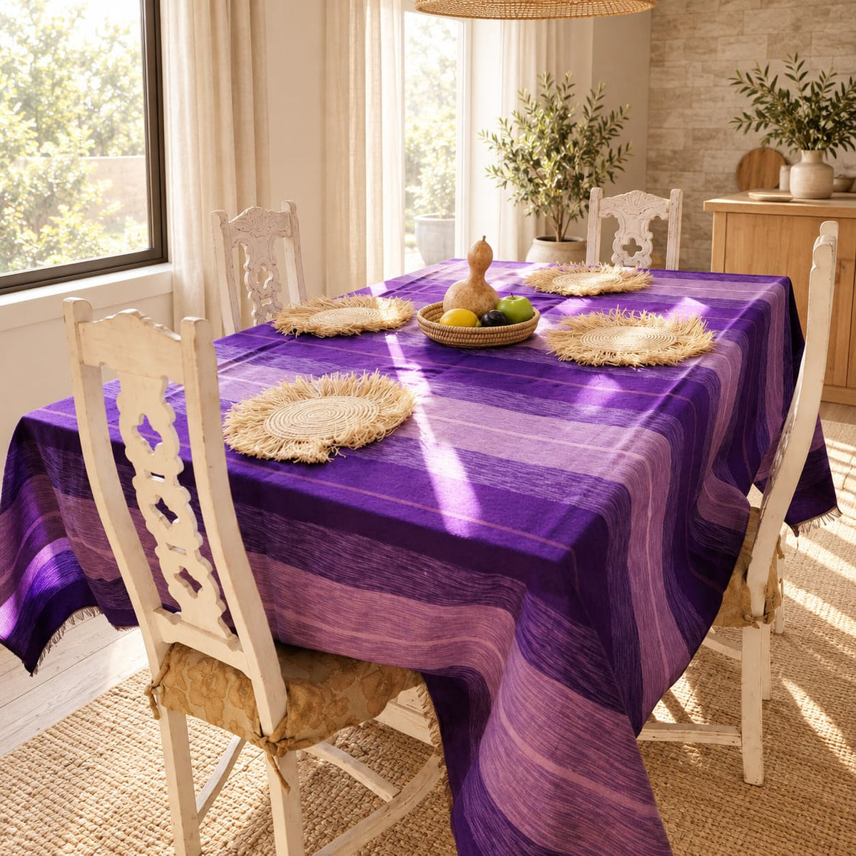 Mantel marroquí de seda vegetal morado