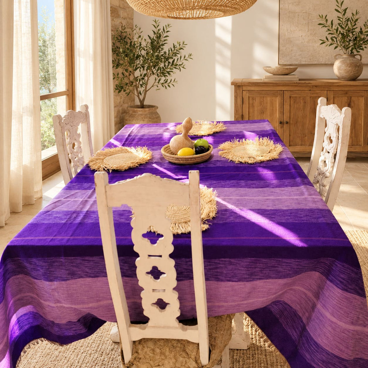 Mantel marroquí de seda vegetal morado