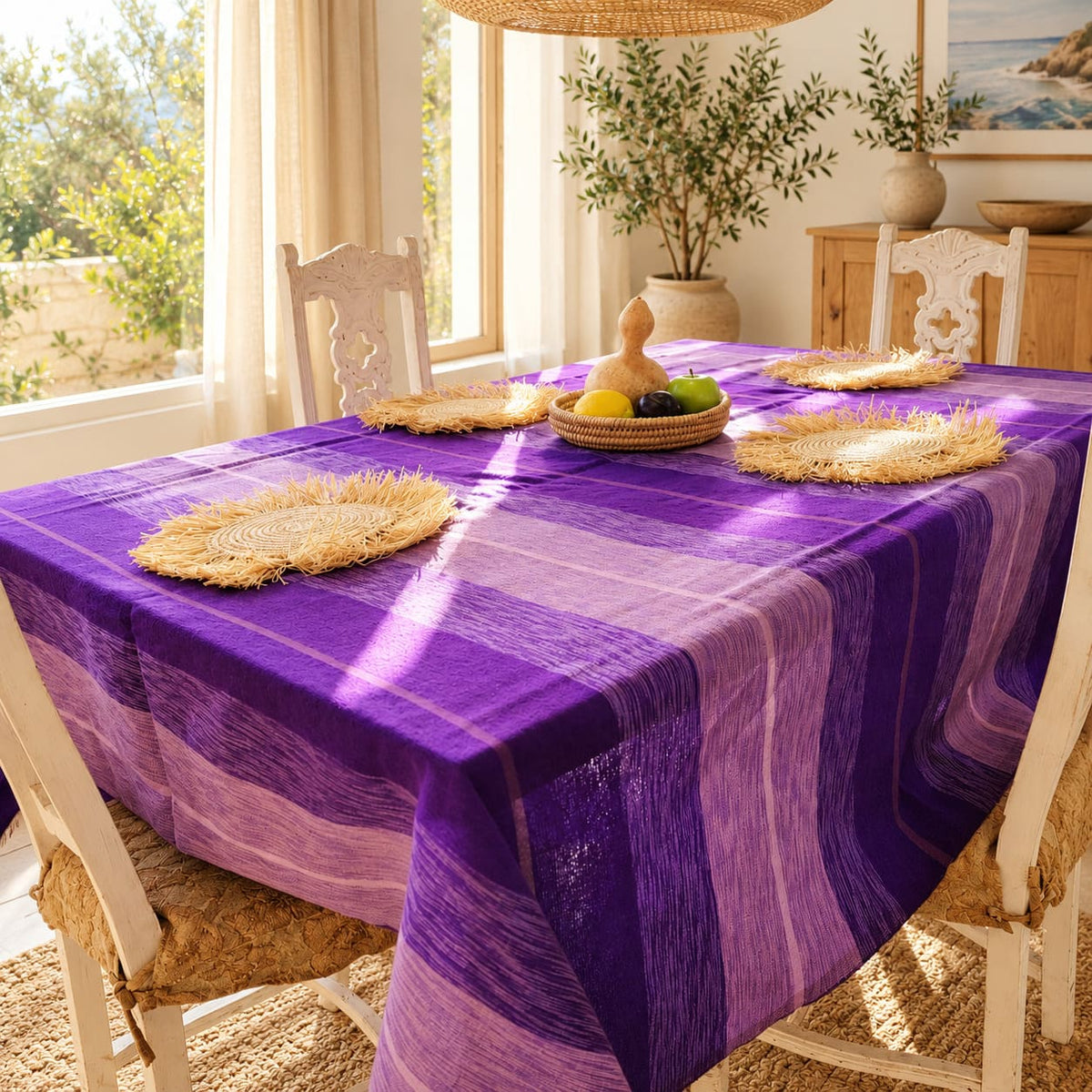 Mantel marroquí de seda vegetal morado