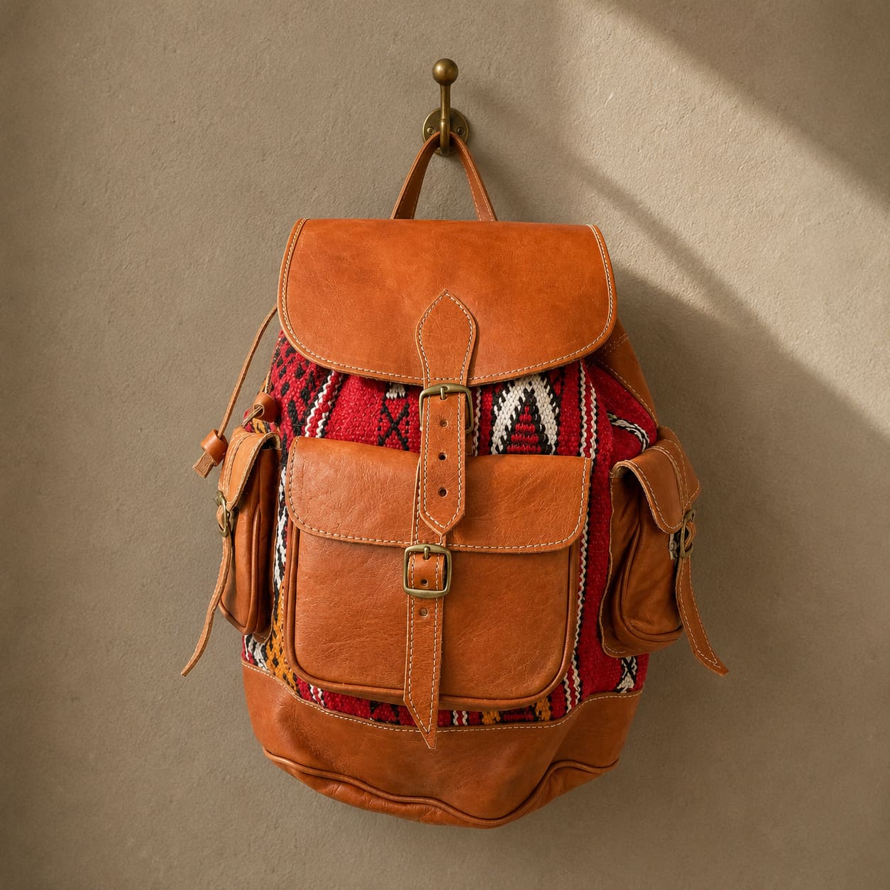 Mochila kilim y cuero Ourika 1