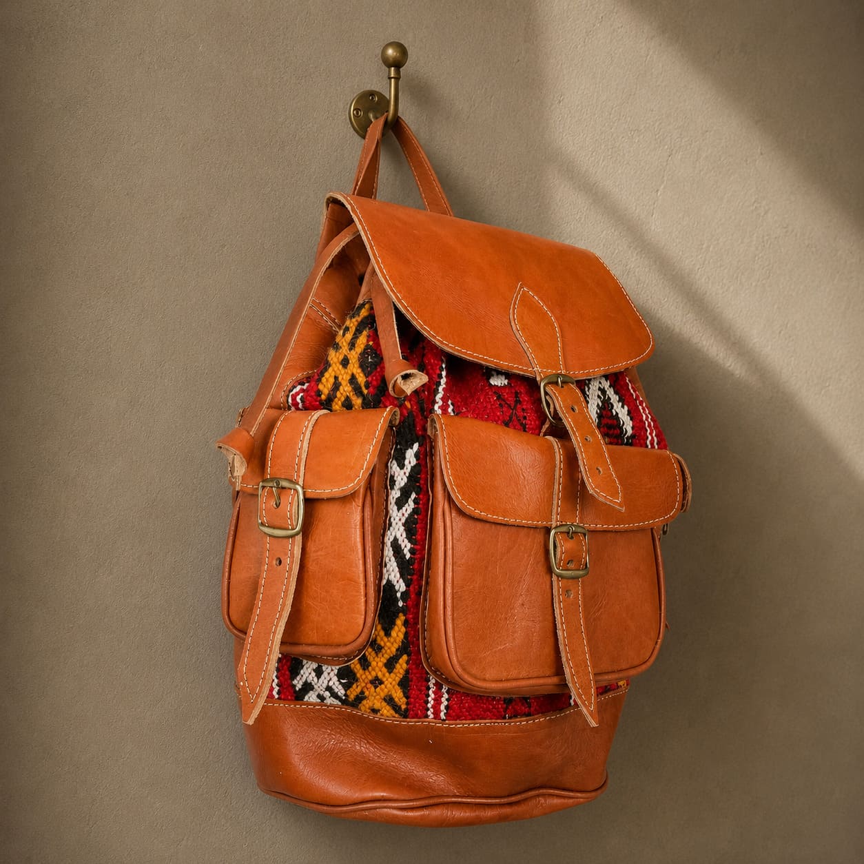 Mochila kilim y cuero Ourika 1
