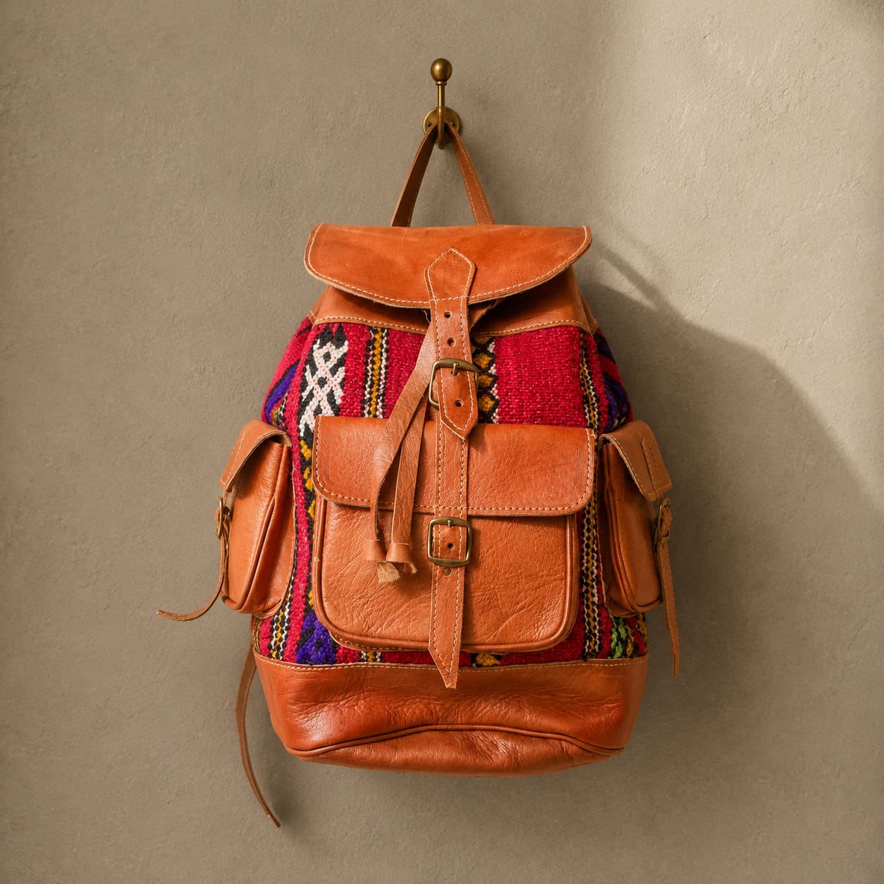 Mochila kilim y cuero Ourika 2