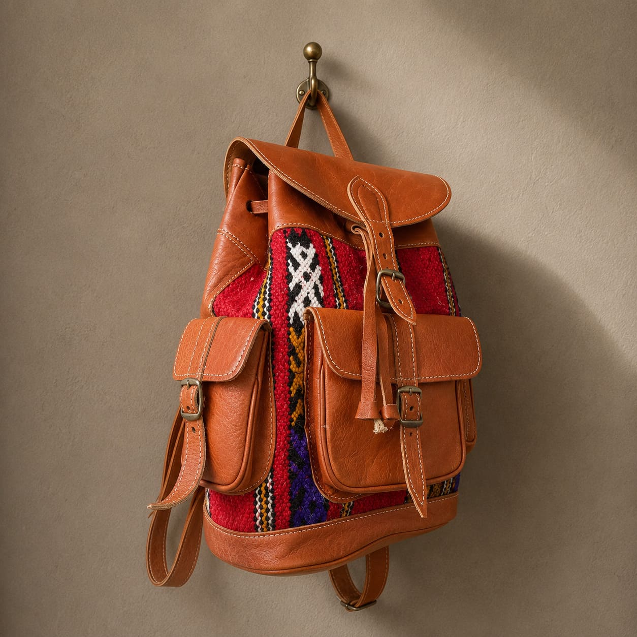 Mochila kilim y cuero Ourika 2
