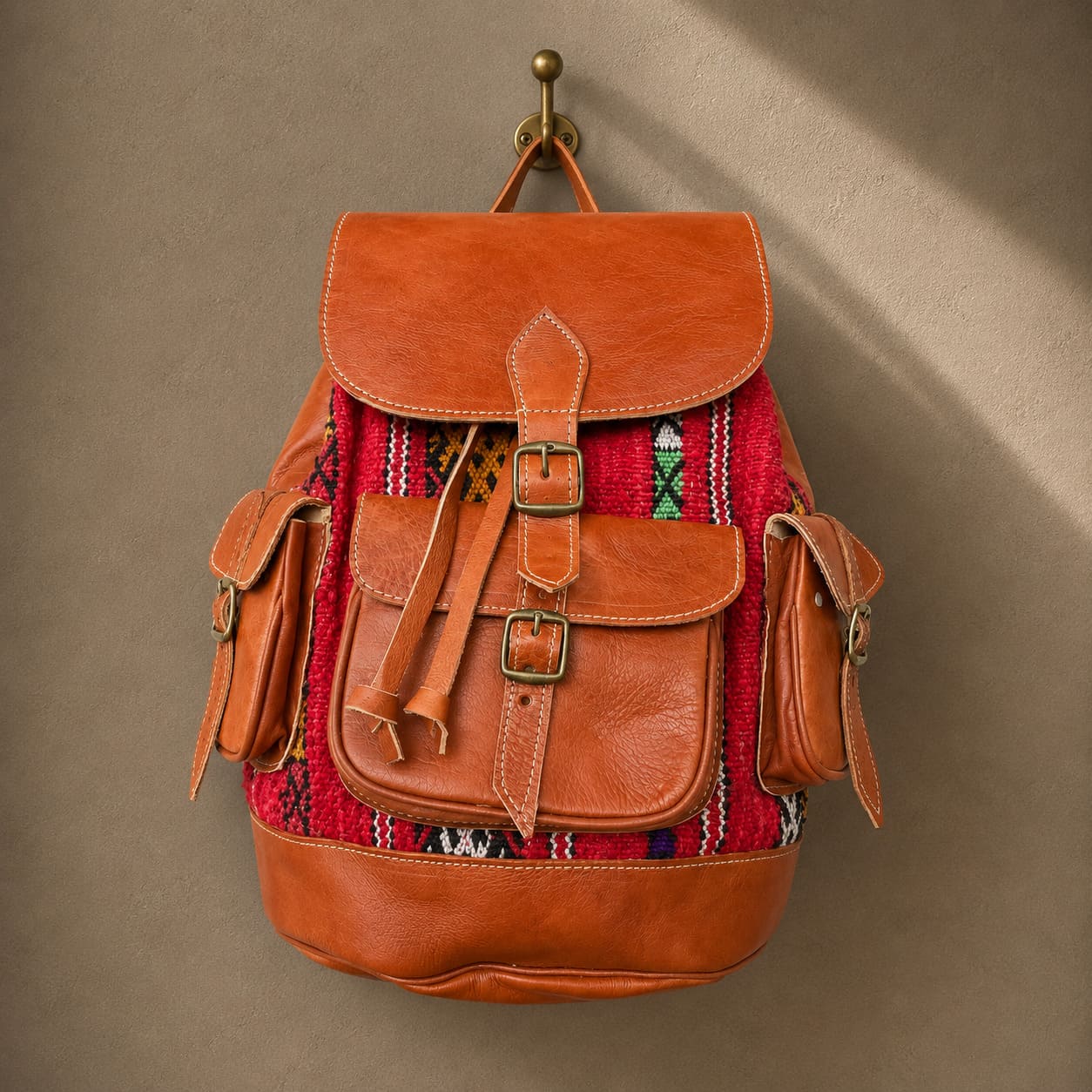 Mochila kilim y cuero Ourika 4