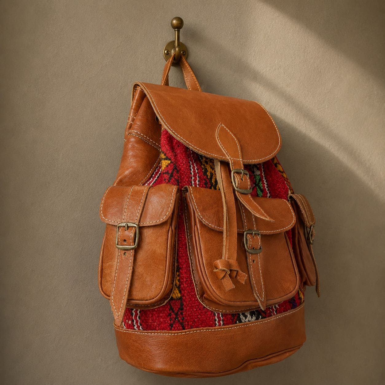 Mochila kilim y cuero Ourika 4