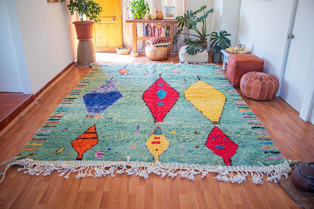 Alfombra para invierno de Lana verde Azilal AZ09 - 248X350 cm