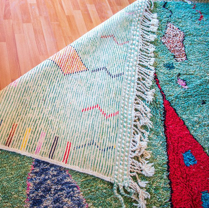 Alfombra verde de Lana Azilal AZ09 - 248X350 cm