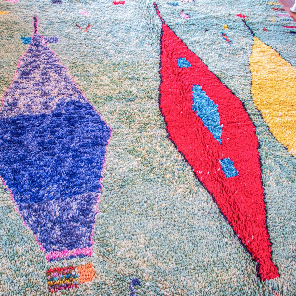 Alfombra verde de Lana Azilal AZ09 - 248X350 cm