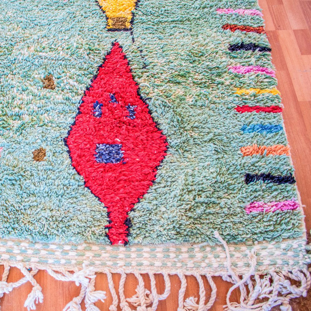 Alfombra verde de Lana Azilal AZ09 - 248X350 cm