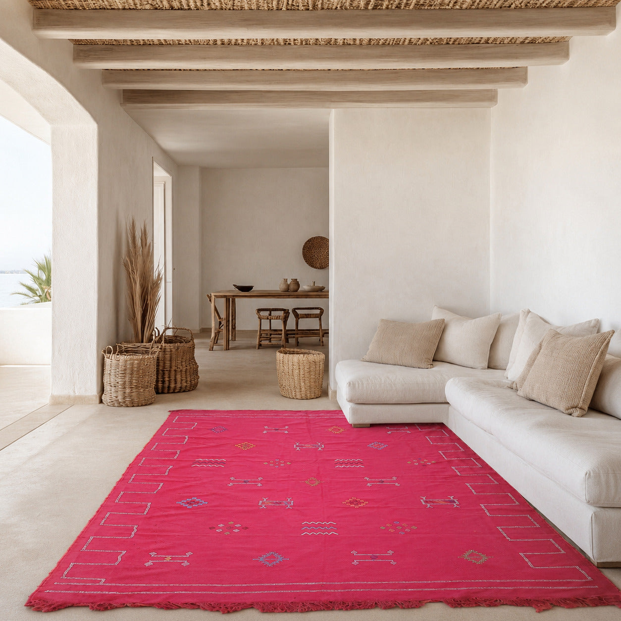 Alfombra Seda de cactus HAMRA color rojo - 200x300 cm