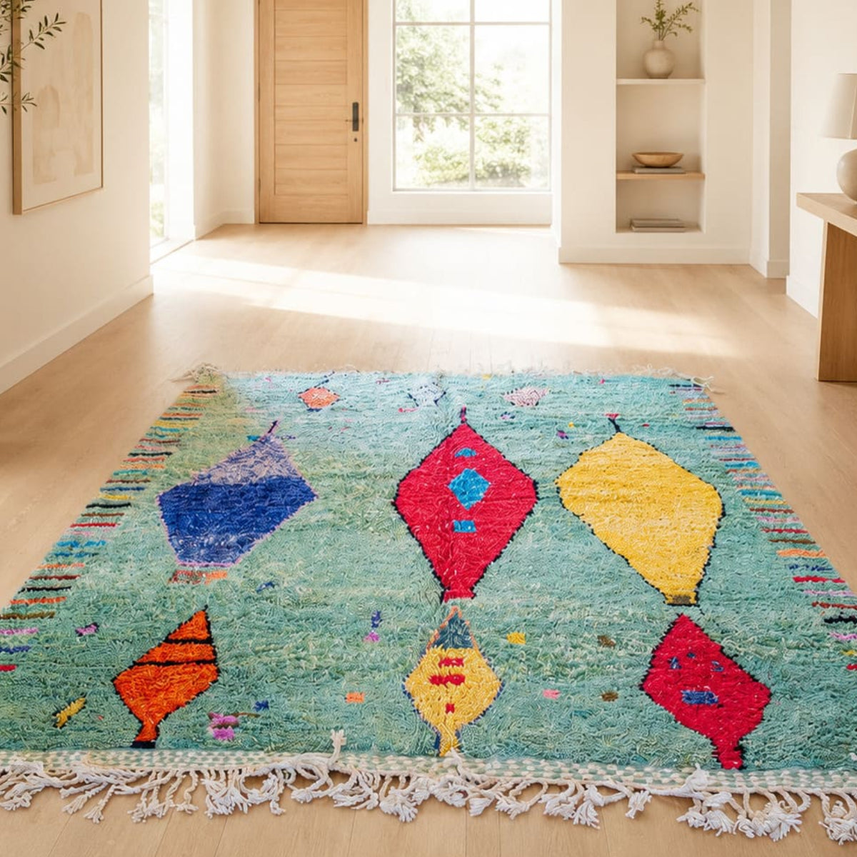 Alfombra verde de Lana Azilal AZ09 - 248X350 cm