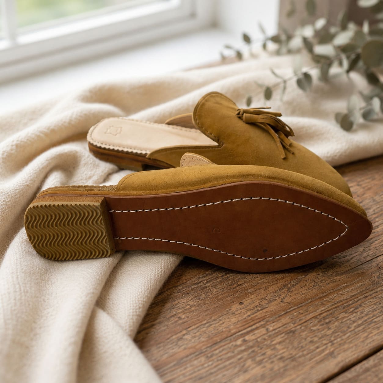 Babucha gamuza color camel