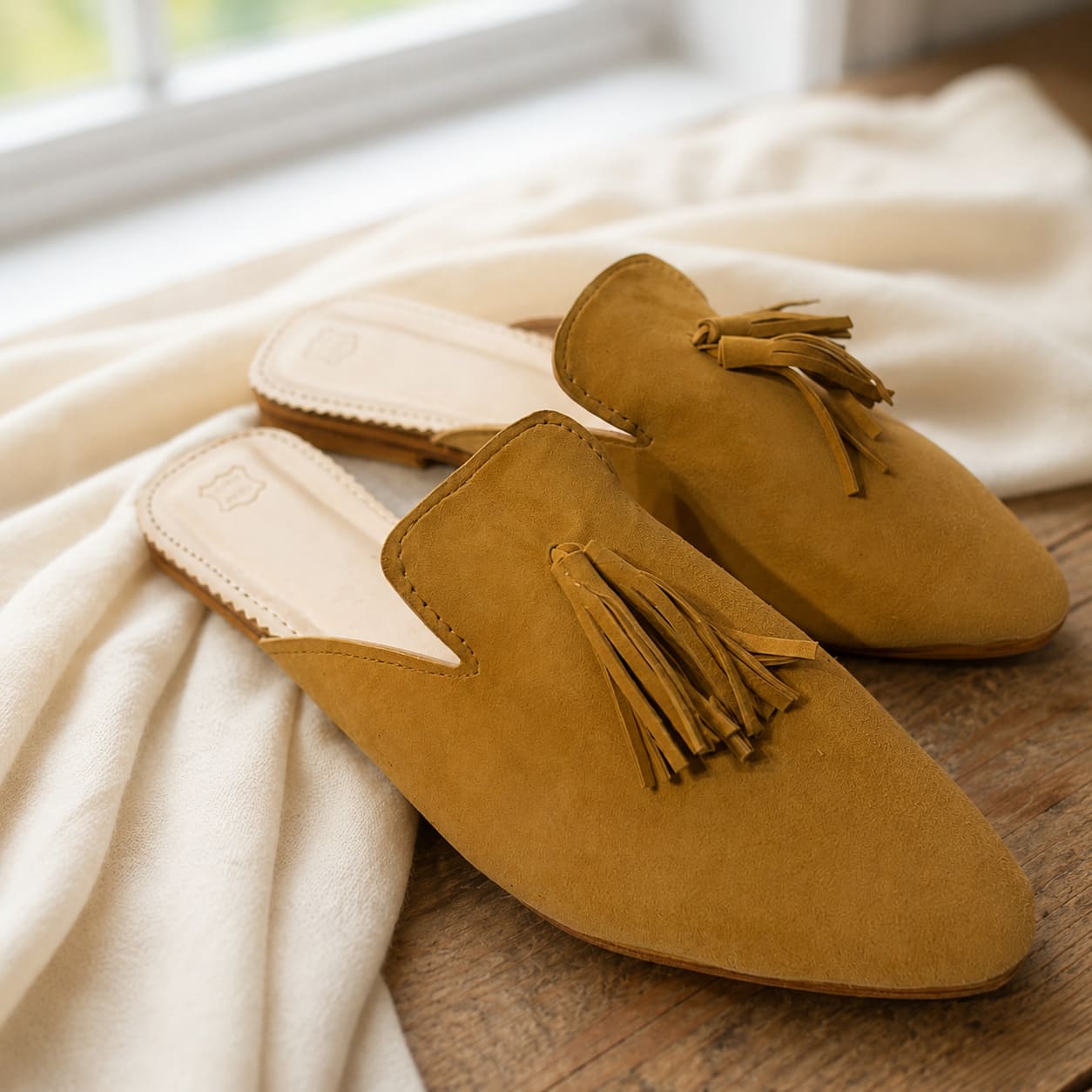 Babucha gamuza color camel