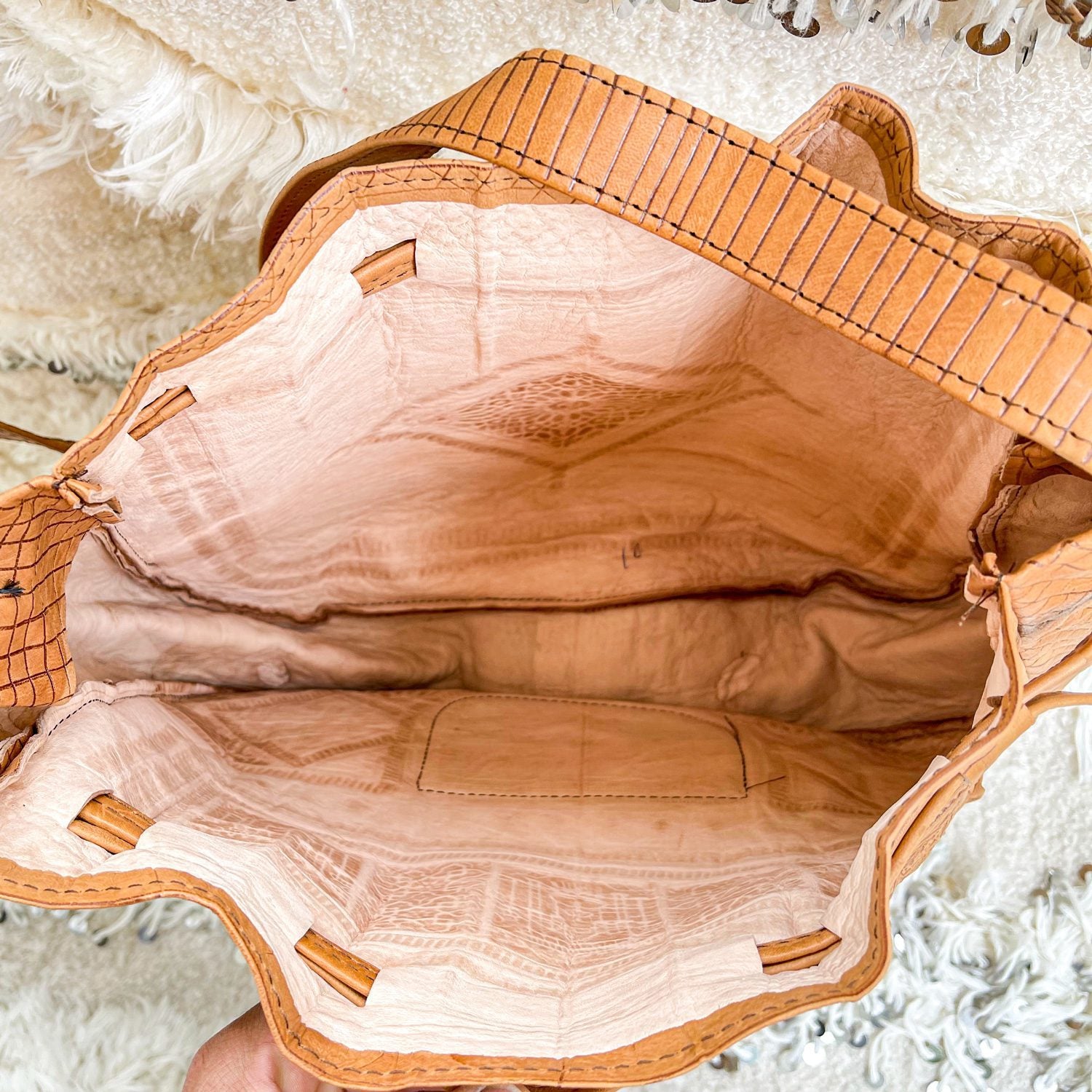 Cartera Bolso de cuero marroquí camel