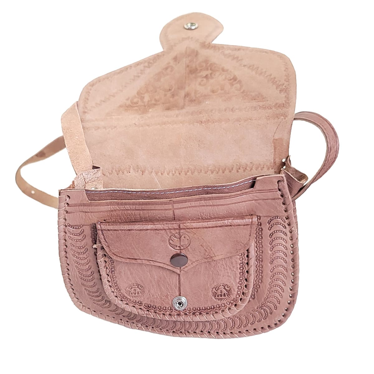 Bolso Cruzado de cuero amarillo con broche en punta - bolso étnico