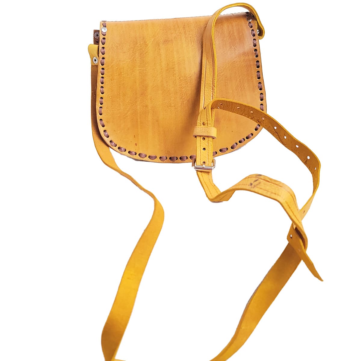 Bolso Cruzado de cuero amarillo con broche en punta - bolso étnico