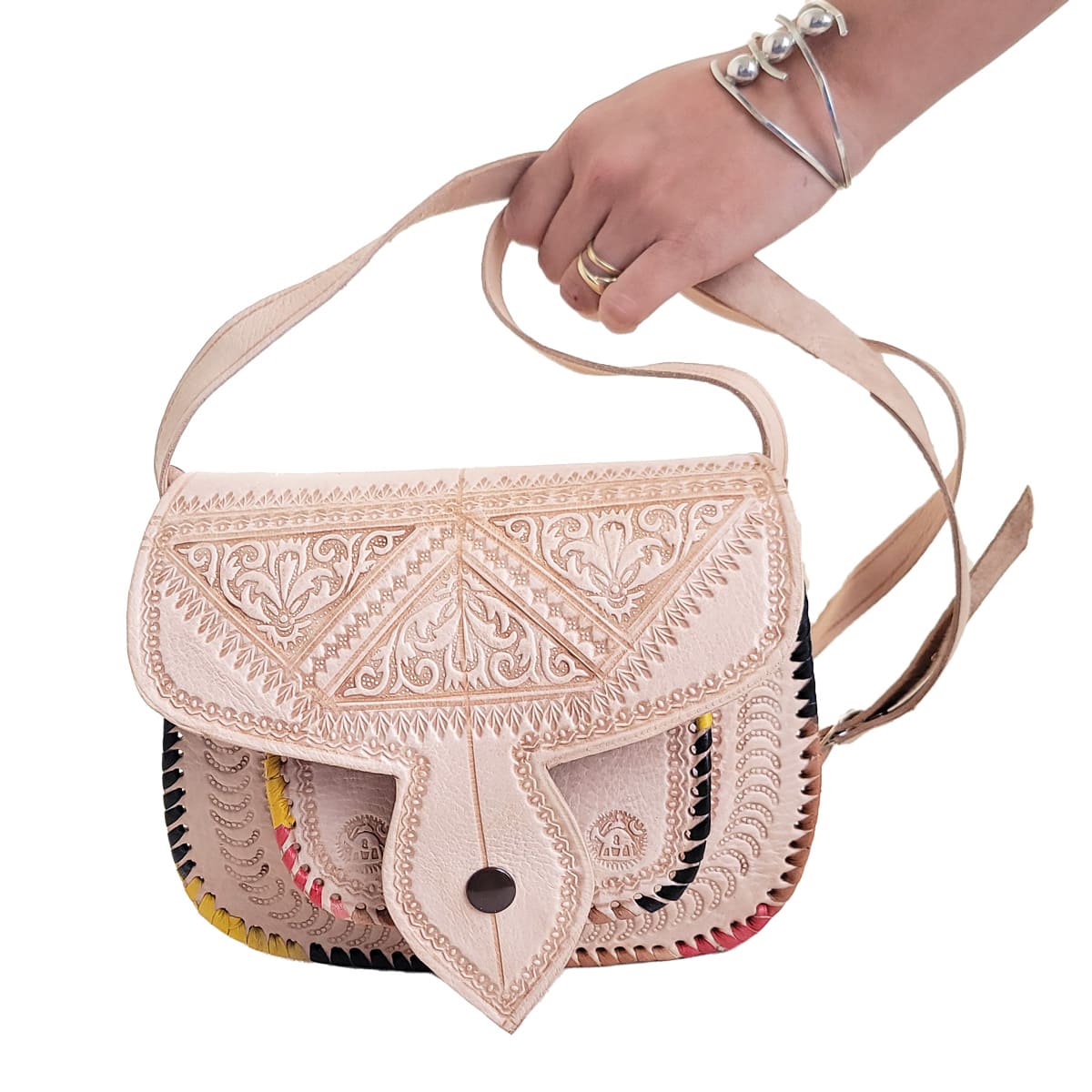 bolso de cuero crusado pequeño palo rosa