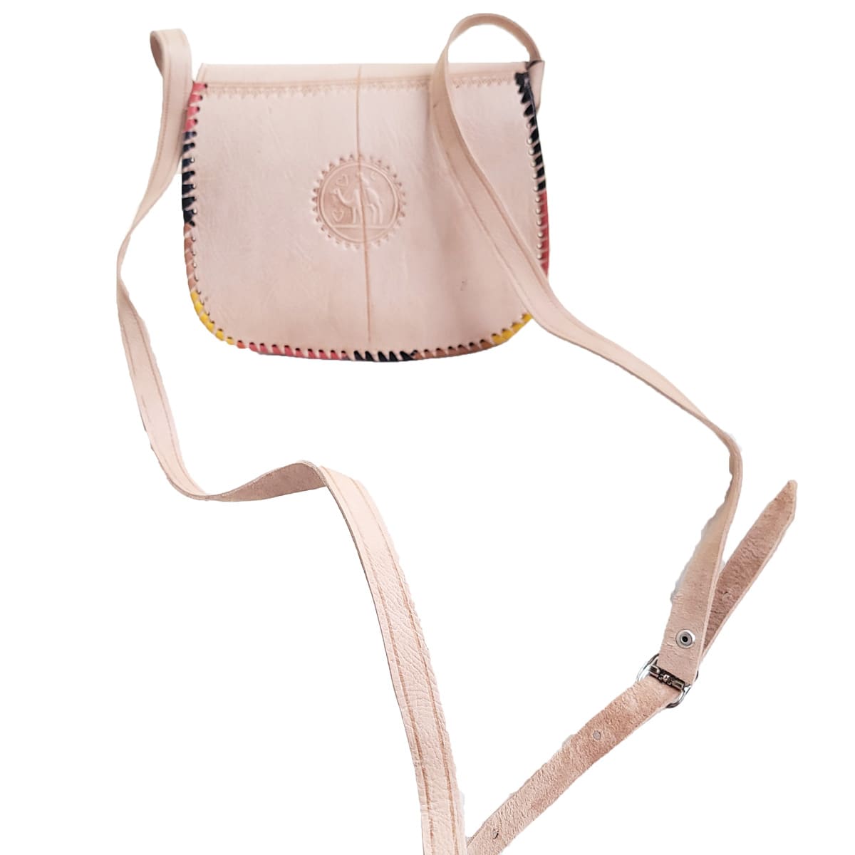 Bolso de cuero palo rosa con broche en punta - bolso étnico