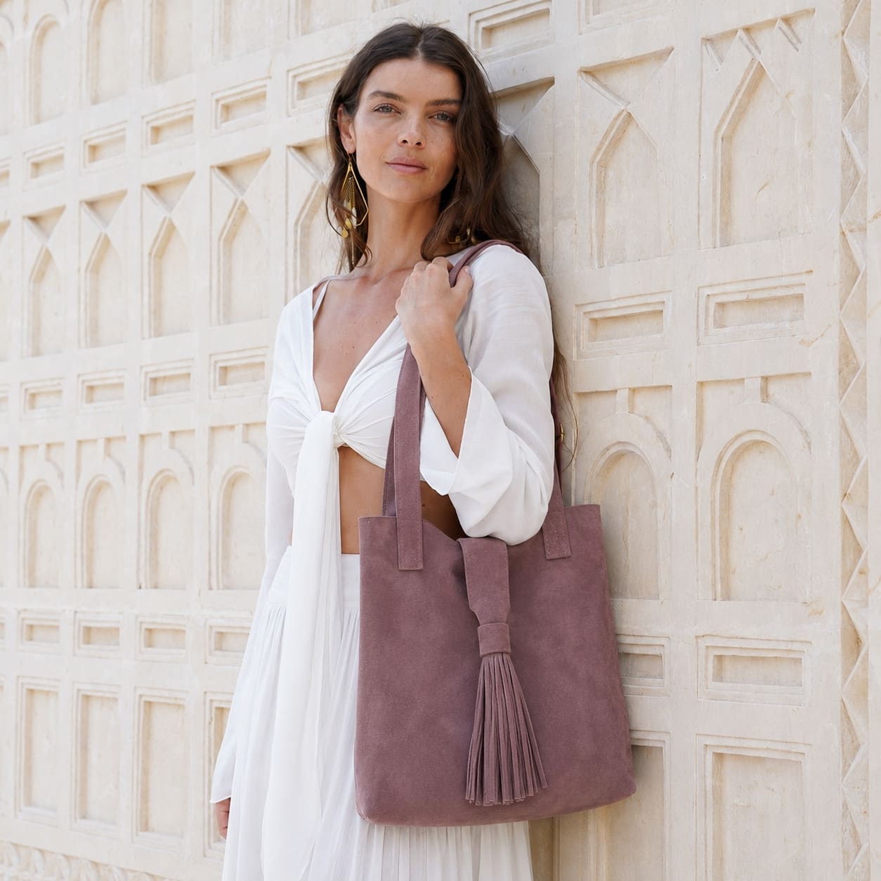 Bolso gamuza malva