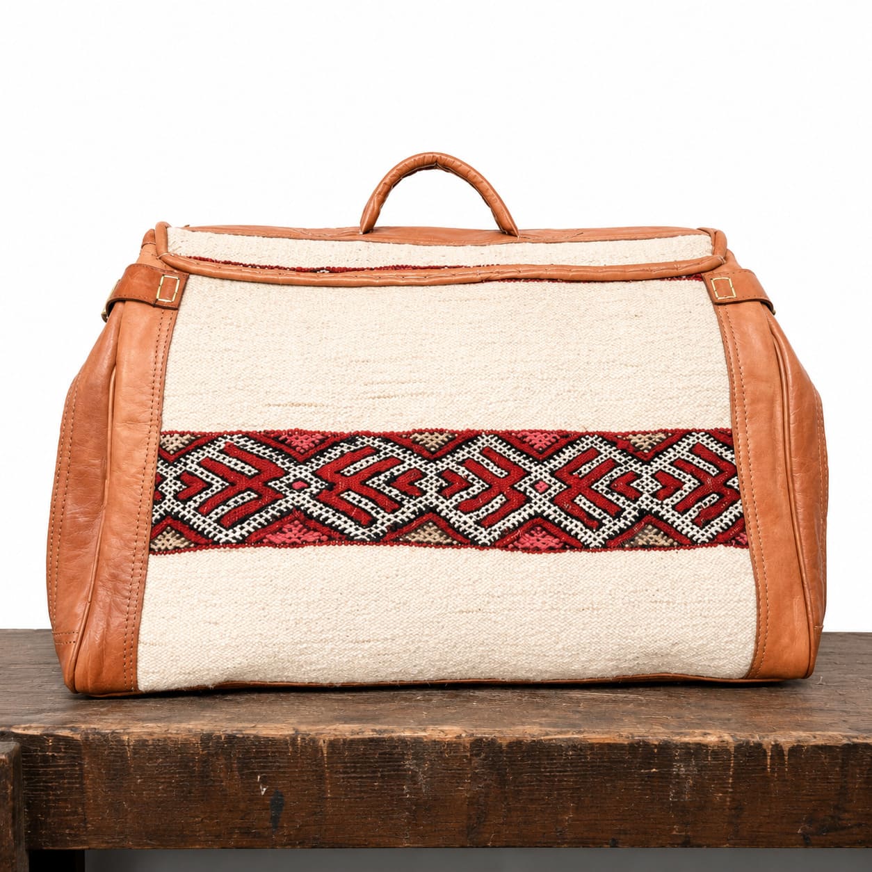 Bolso de viaje cuero y alfombra kilim marroqui Tichka 4