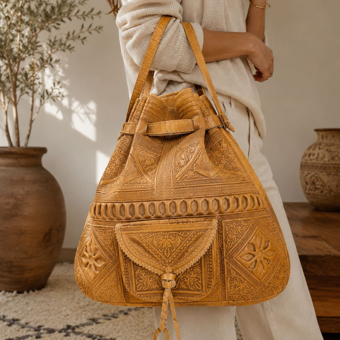 bolso de cuero tangier original marruecos