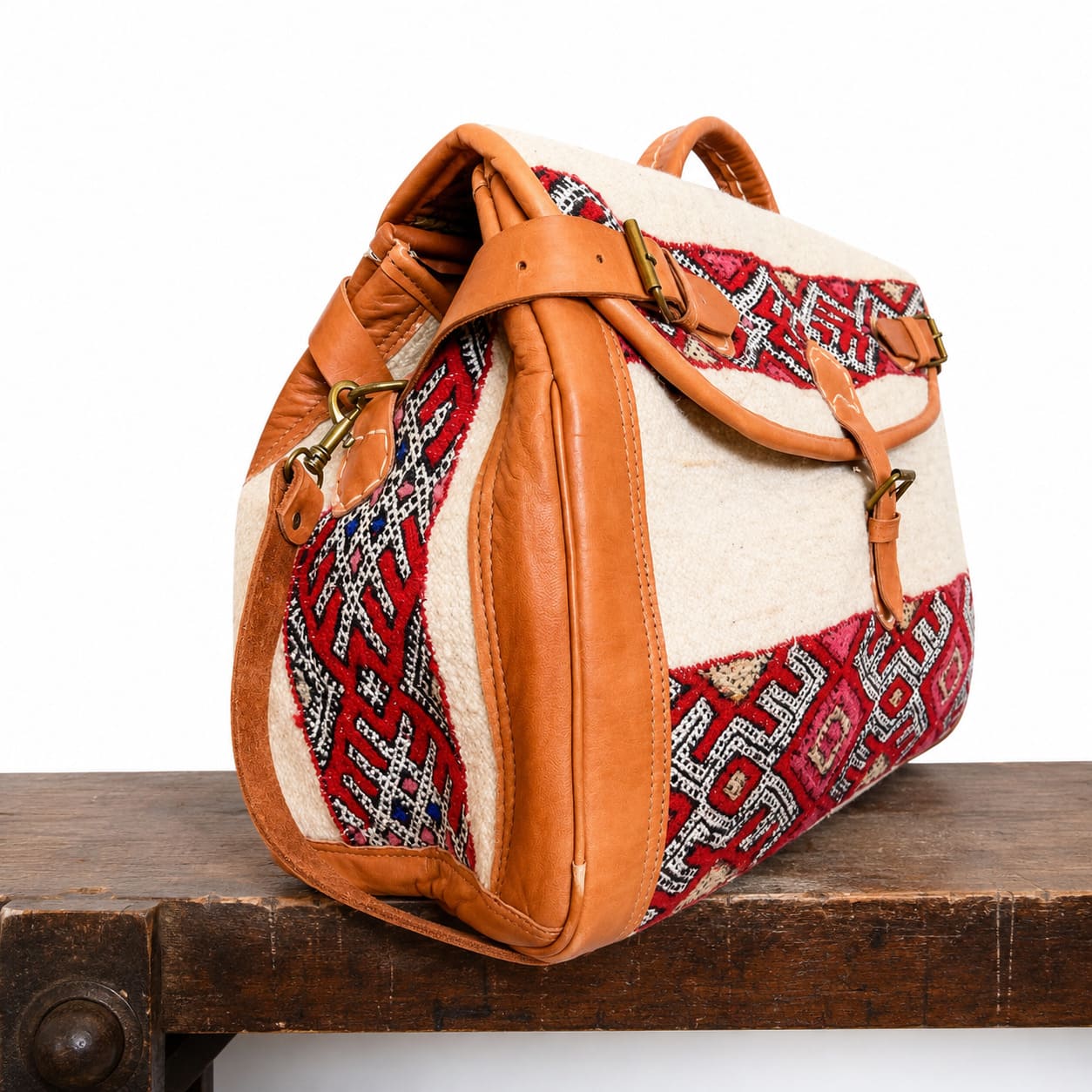 Bolso de cuero y alfombra kilim marroqui Tichka 4