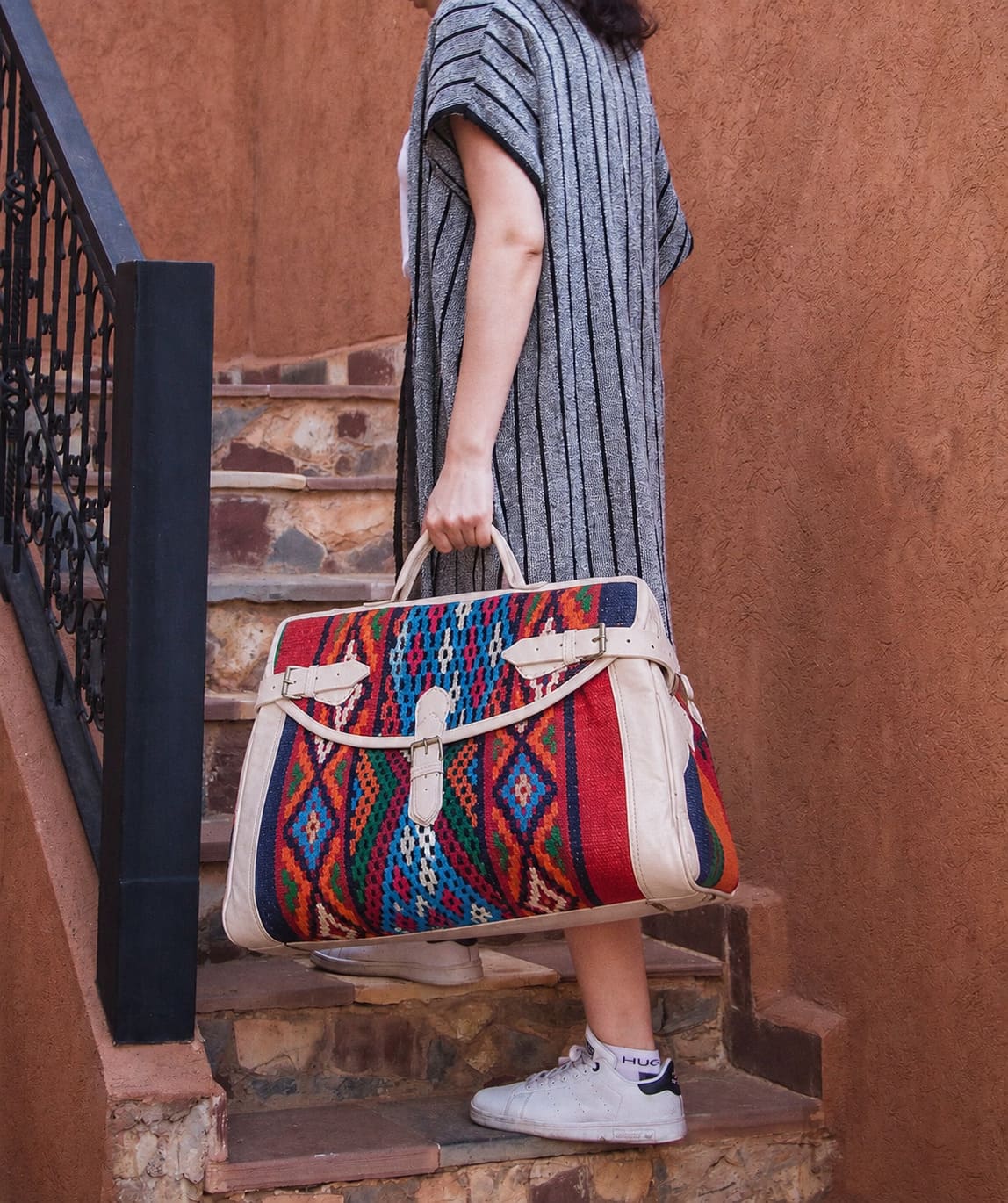 Bolso de viaje cuero kilim