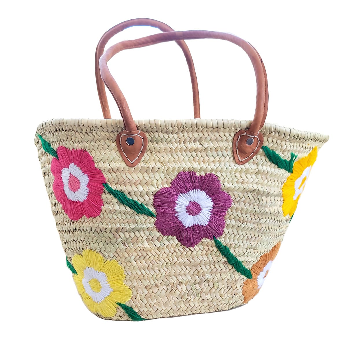 Canasta doum grande flores de colores 2