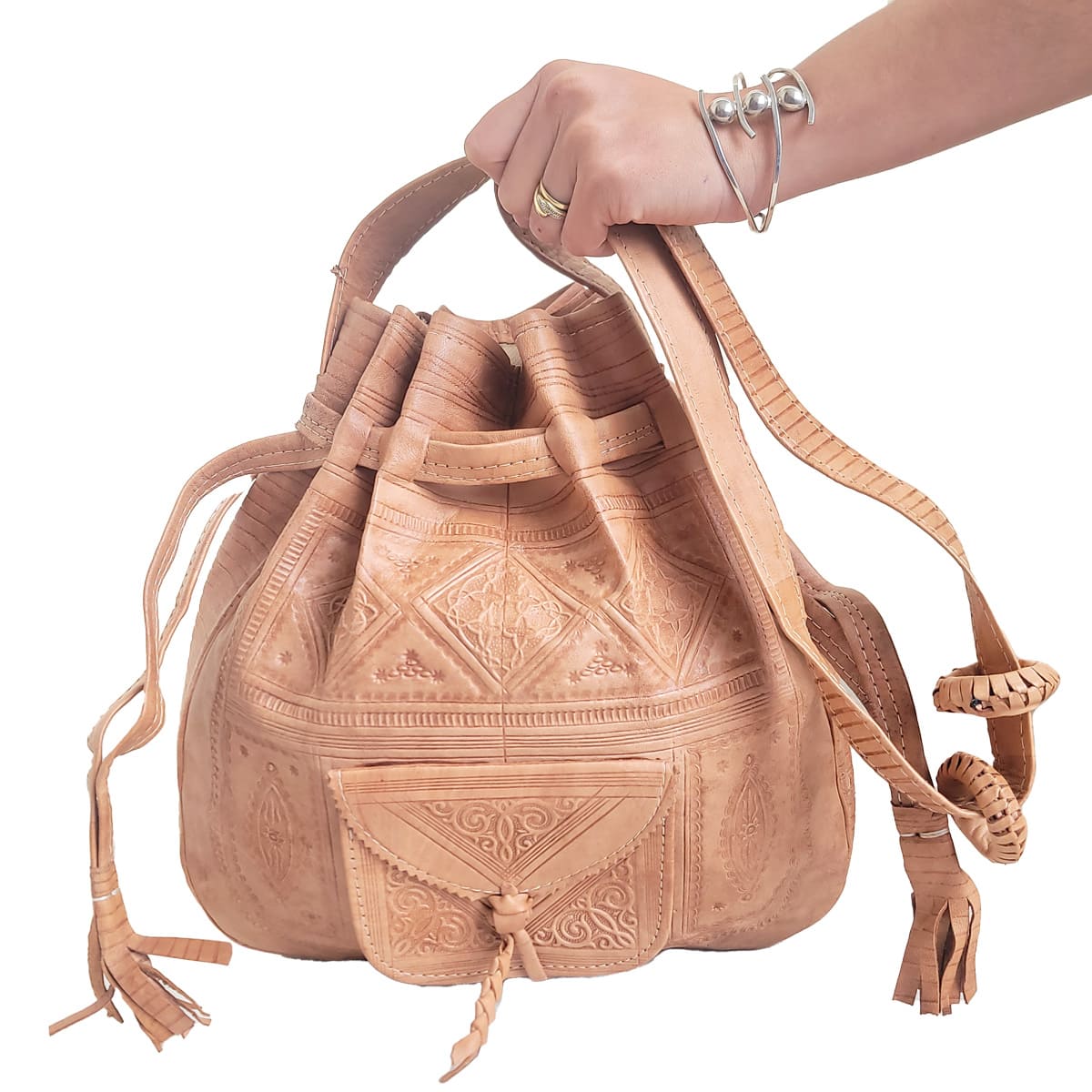 Cartera Bolso de cuero mediano marroquí camel