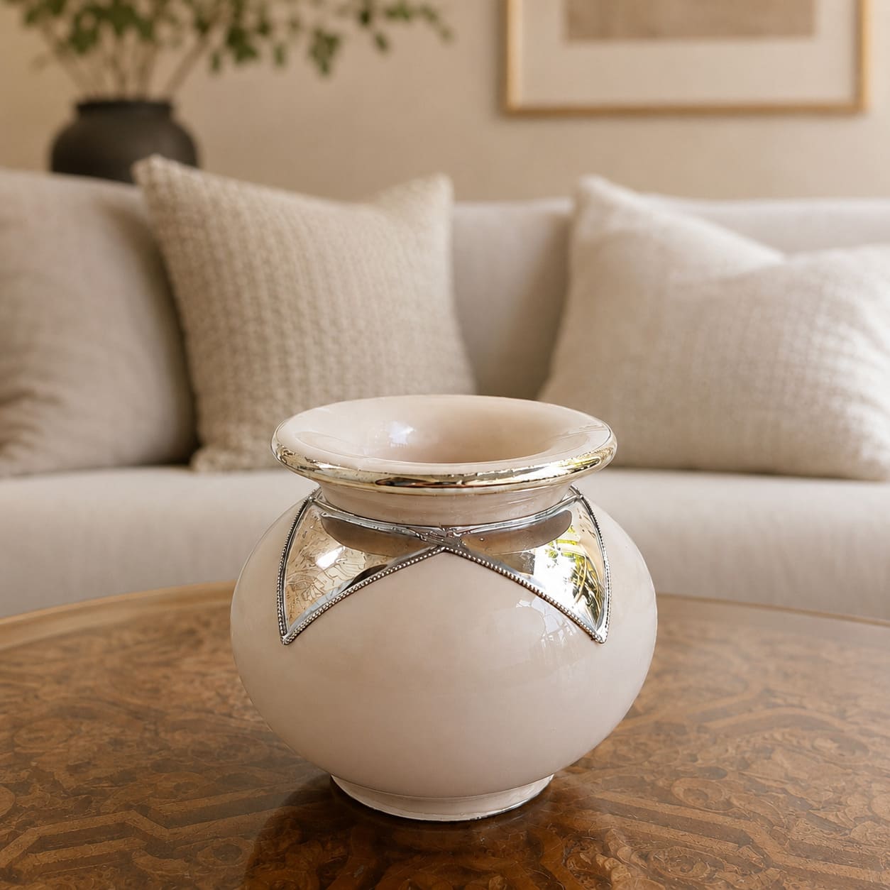 Cenicero beige de ceramica marroquí
