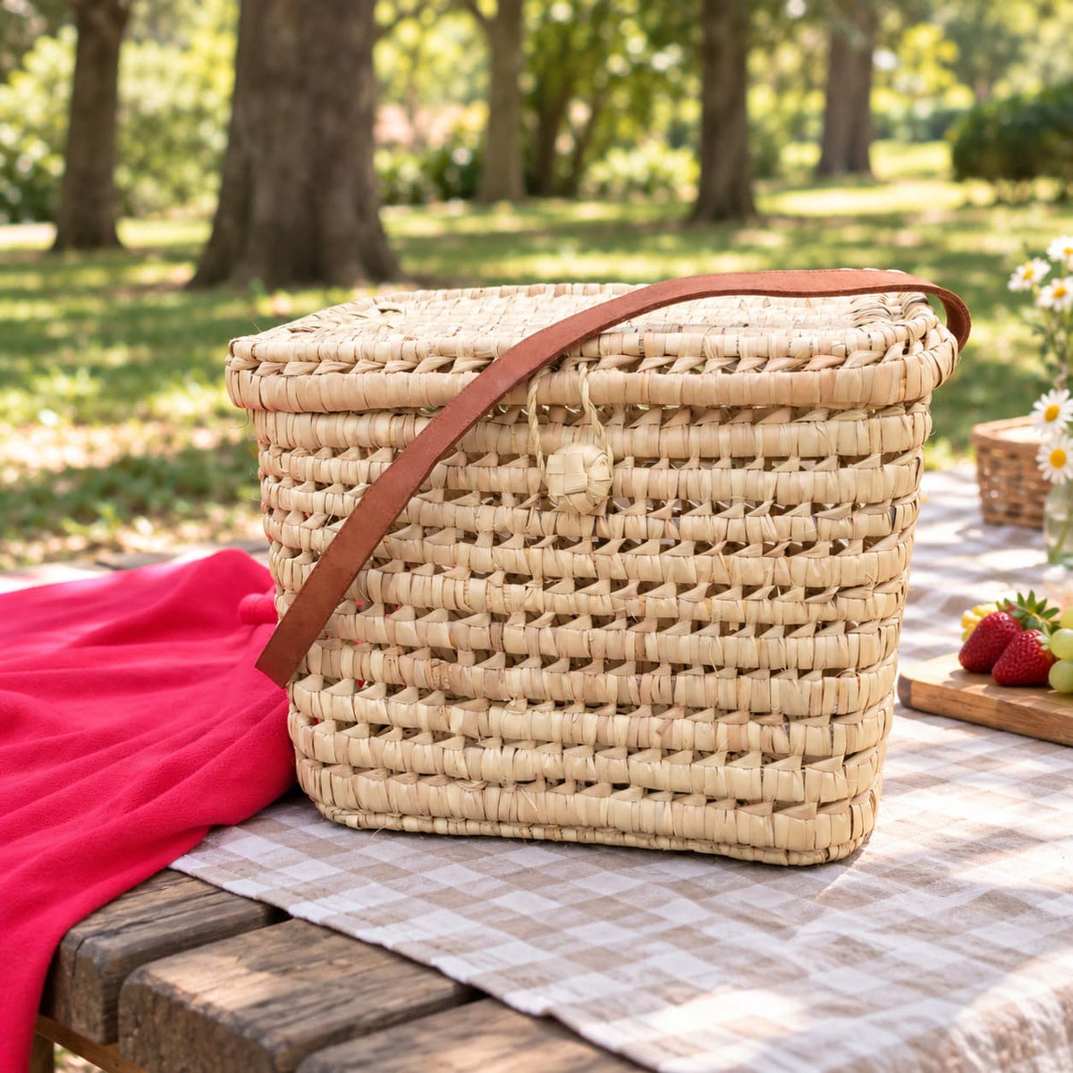 Canasta de palma para picnic
