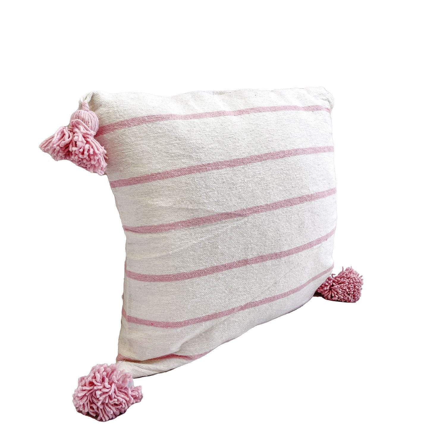 cojin-de-algodon-blanco-con-lineas-delgadas-y-pompones-rosados-2