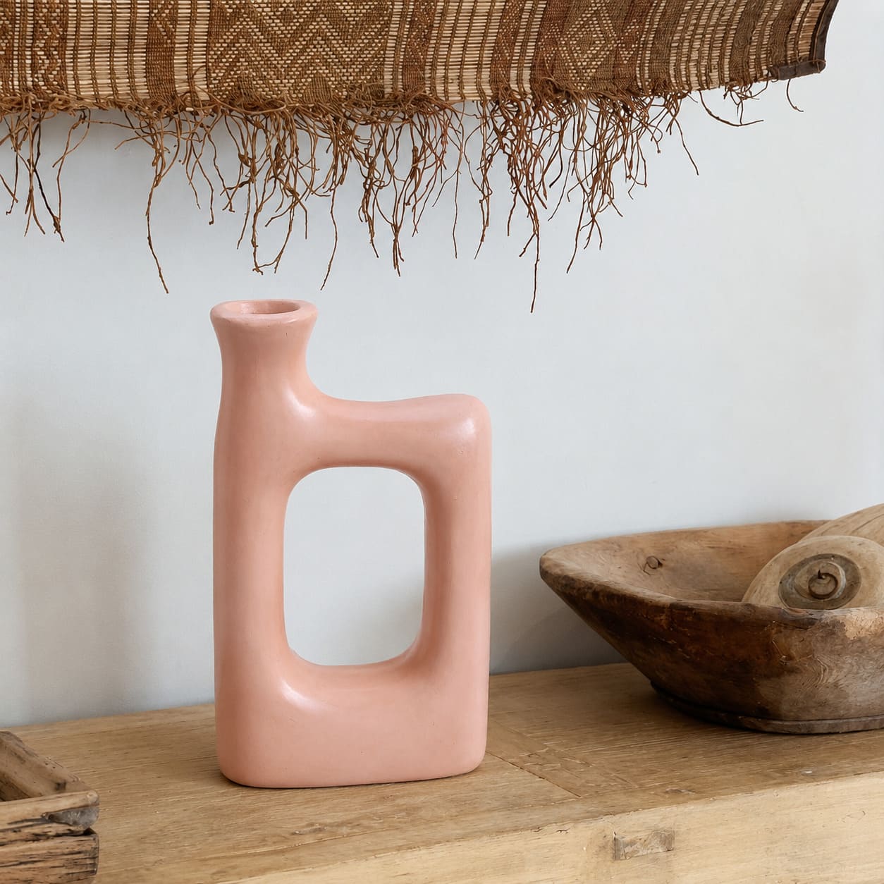 Florero candelabro de ceramica esmaltada forma cuadrada