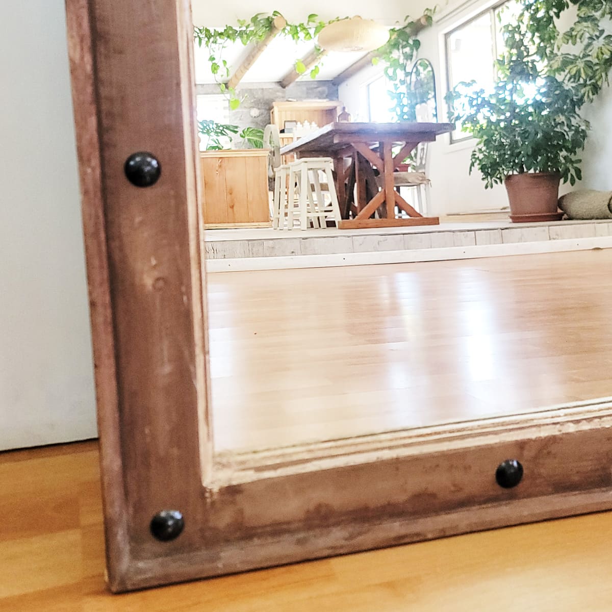 Espejo grande de madera Marroquí café vintage