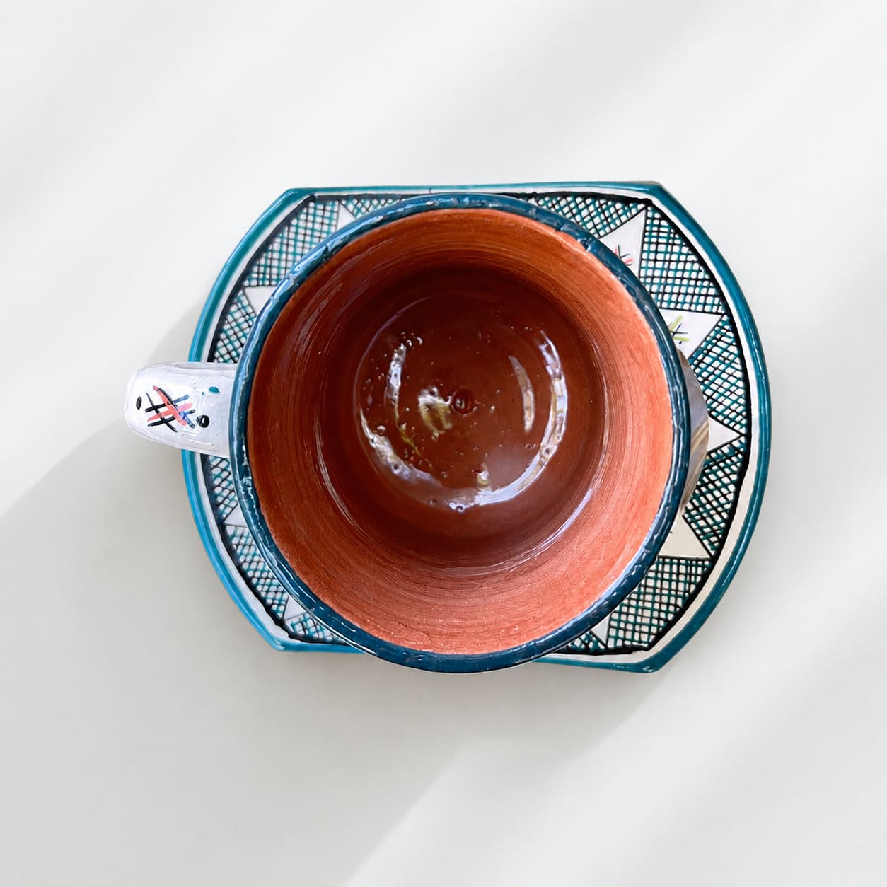 Mug Marroquí Verde - Taza de té + plato hechos a mano